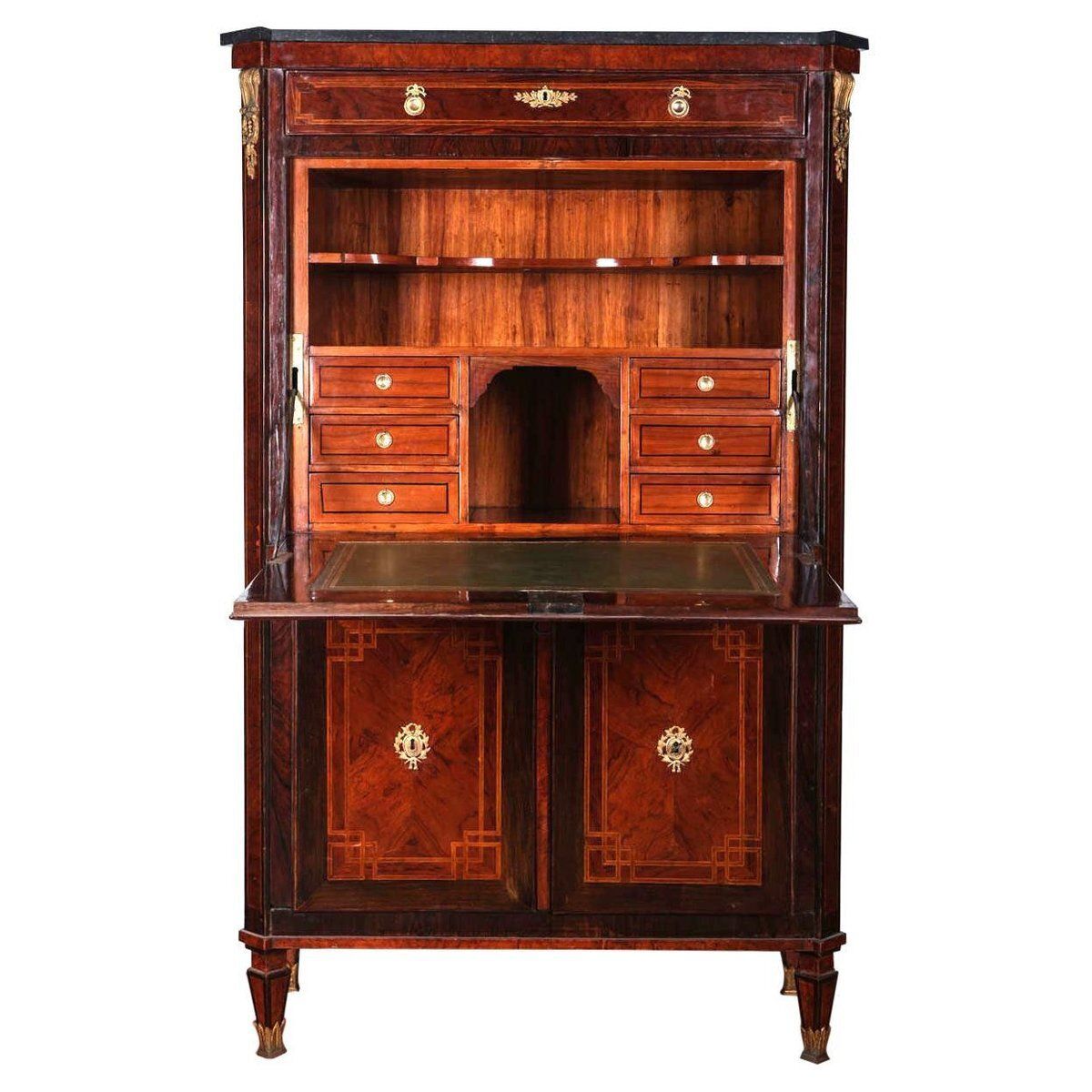 Antique Italian Ormolu Mounted Parquetry Secretaire, 1780