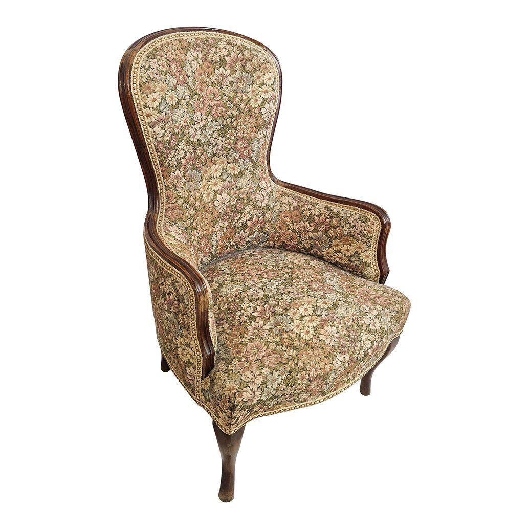 Set Of Wooden Armchairs With Floral Fabric photo Furniture