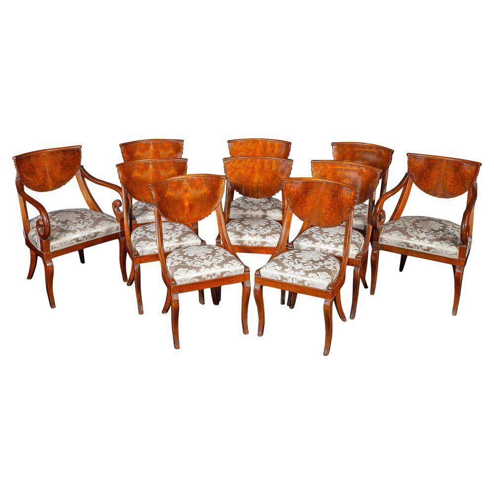 Italian Dining Chairs Including 2 Armchairs, 1790s, Set Of 10