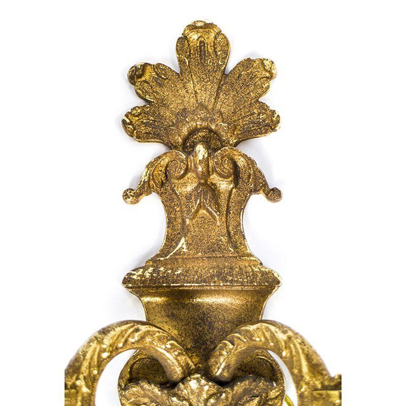 Vintage Baroque Golden Brass Wall Lights, 1950s, Set Of 6 photo 2197.0