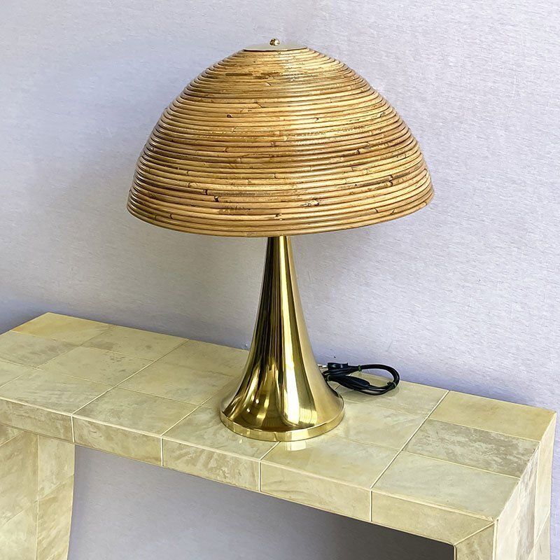 Polished Brass Table Lamps In Bamboo, 1980s, Set Of 2 photo furniture