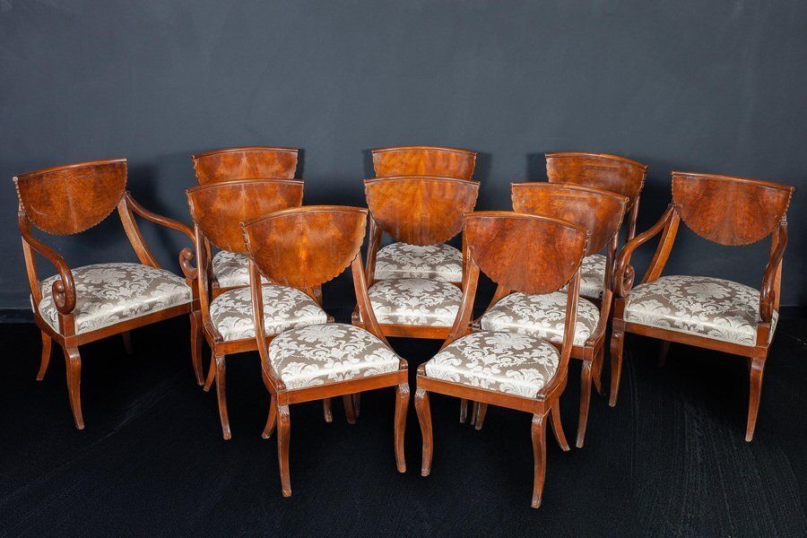Italian Dining Chairs With Armchairs, 1790s, Set Of 10 photo furniture