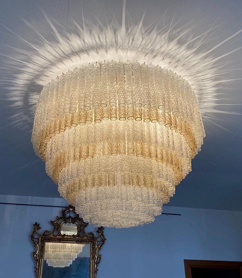 photo for sale Murano Glass Chandelier By Gino Poli For Aureliano Toso