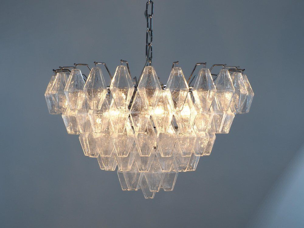 9590.0 Light Blue Murano Glass Chandeliers From Poliedri, 1990s, Set Of 2 photo