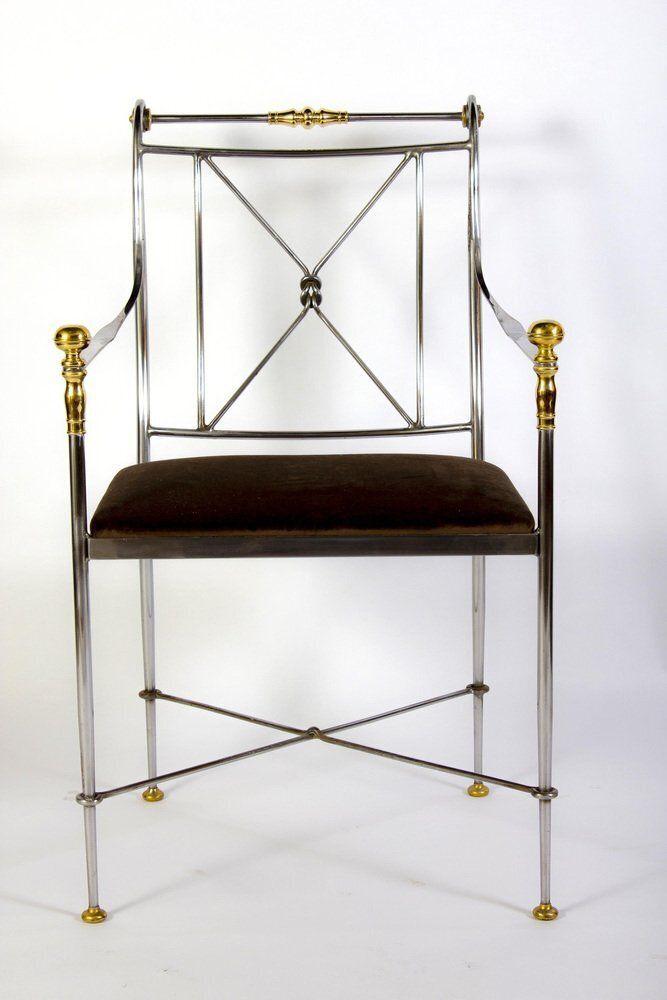Italian Steel And Brass Armchair By Orlandi, 1970s photo 5585.0
