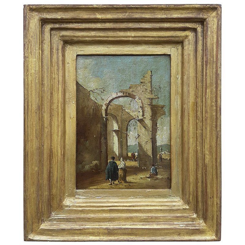 Giacomo Guardi, Capriccio With Roman Arches, 1700s 1800s, Oil On Canvas