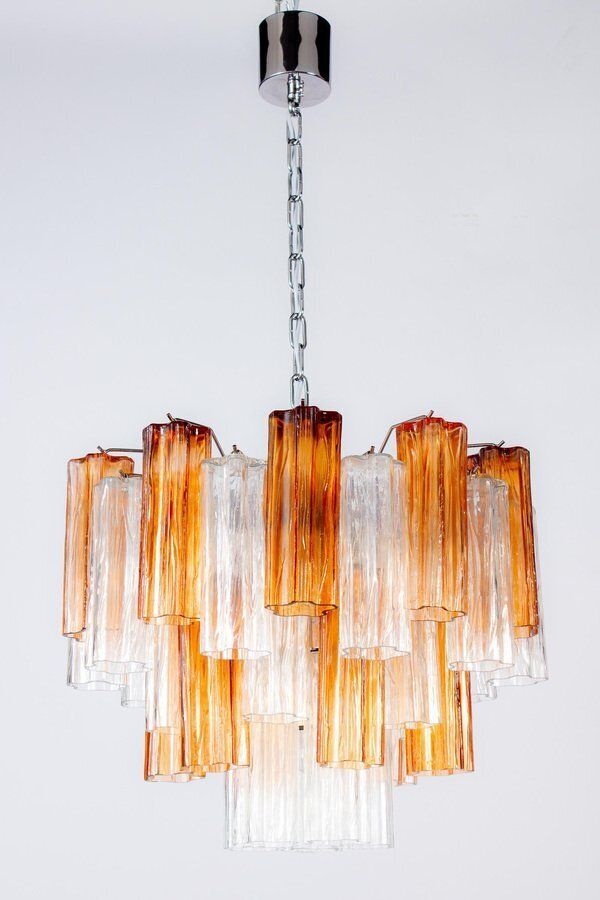 photo vinterior Murano Gold And Ice Glass Tronchi Chandeliers, 1970s, Set Of 2
