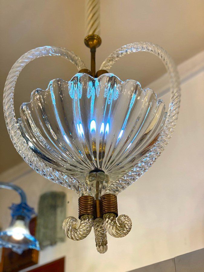 Italian Art Deco Chandelier Or Lantern By Ercole Barovier, 1940s photo vinterior