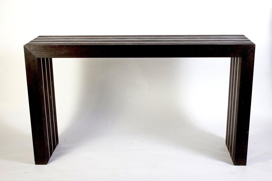 Italian Modernist Dark Wood And Steel Console Table photo furniture