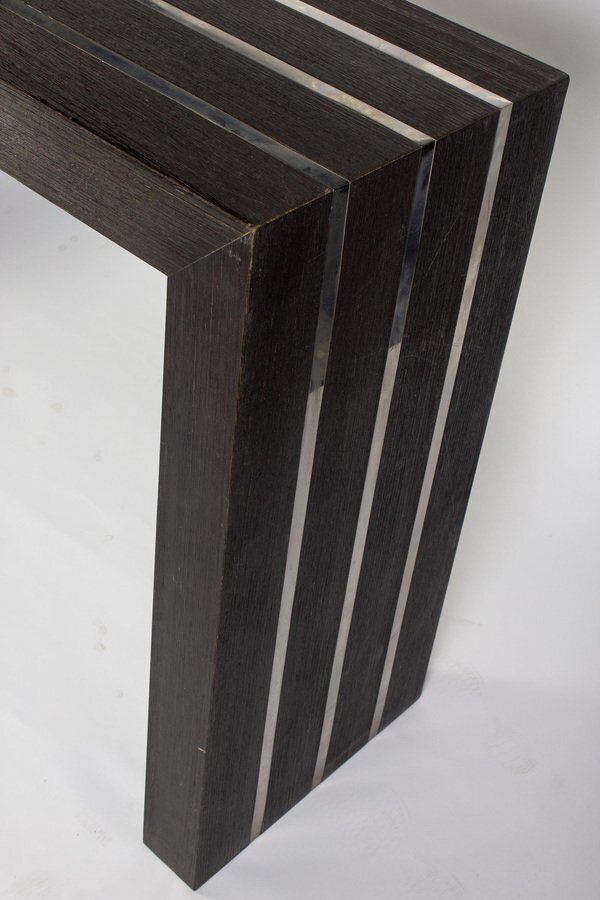 Italian Modernist Dark Wood And Steel Console Table photo 2030.0