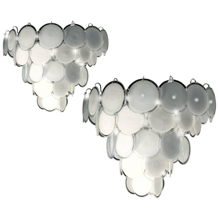 Murano Disc Chandeliers From Vistosi, 1970s, Set Of 2