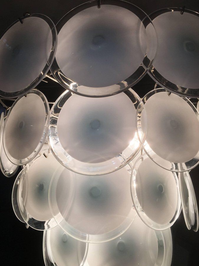 Murano Disc Chandeliers From Vistosi, 1970s, Set Of 2 photo Lighting