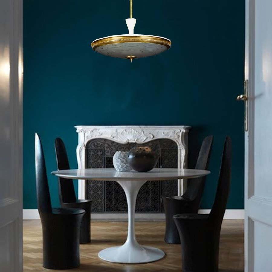 Mid Century Ceiling Fixture Or Pendant By Luigi Brusotti, Italy, 1940s photo for sale