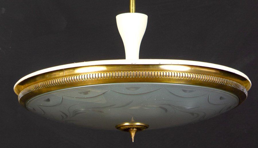 Mid Century Ceiling Fixture Or Pendant By Luigi Brusotti, Italy, 1940s photo Lighting