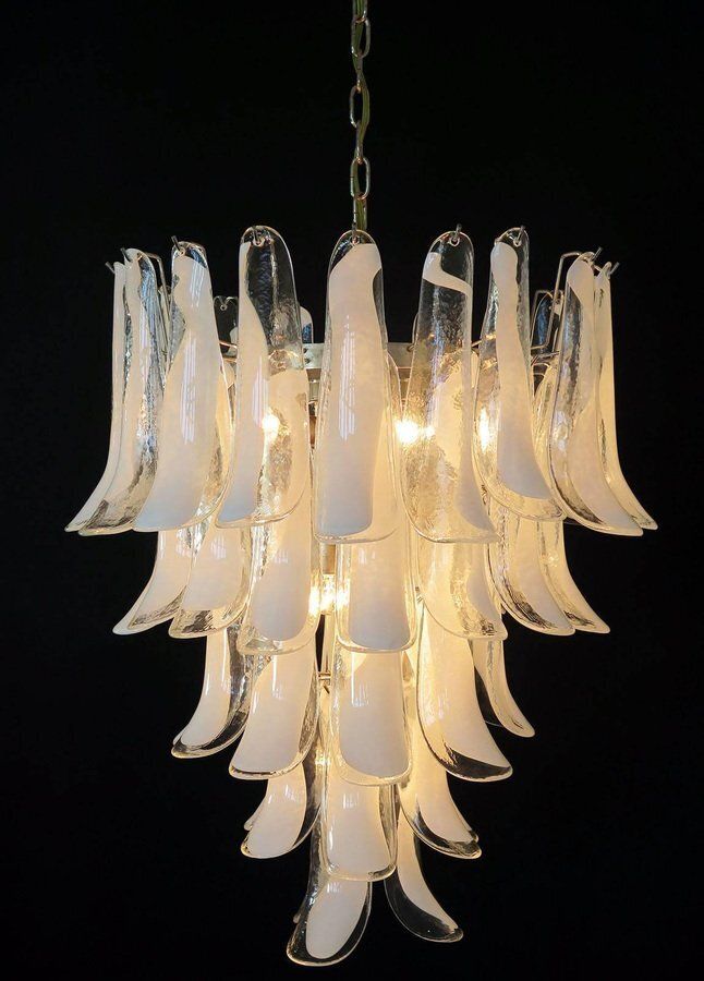 Large Vintage Italian Murano Chandelier With 52 Glass Petals, 1970s photo furniture
