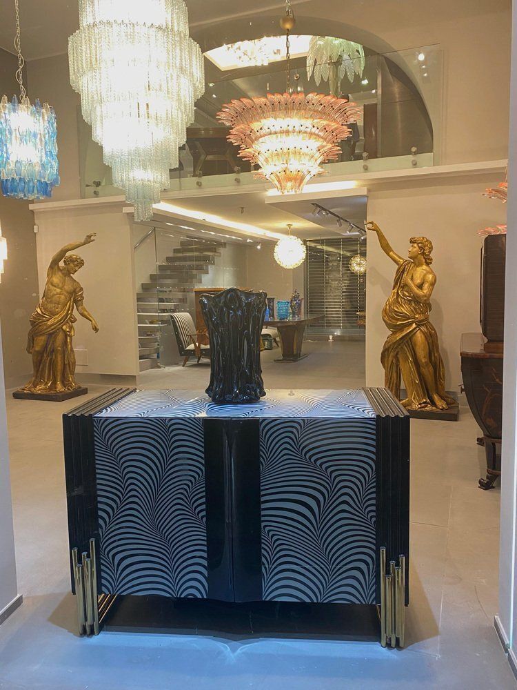 Black Iridescent Murano Glass Vase, 1980s photo vinterior