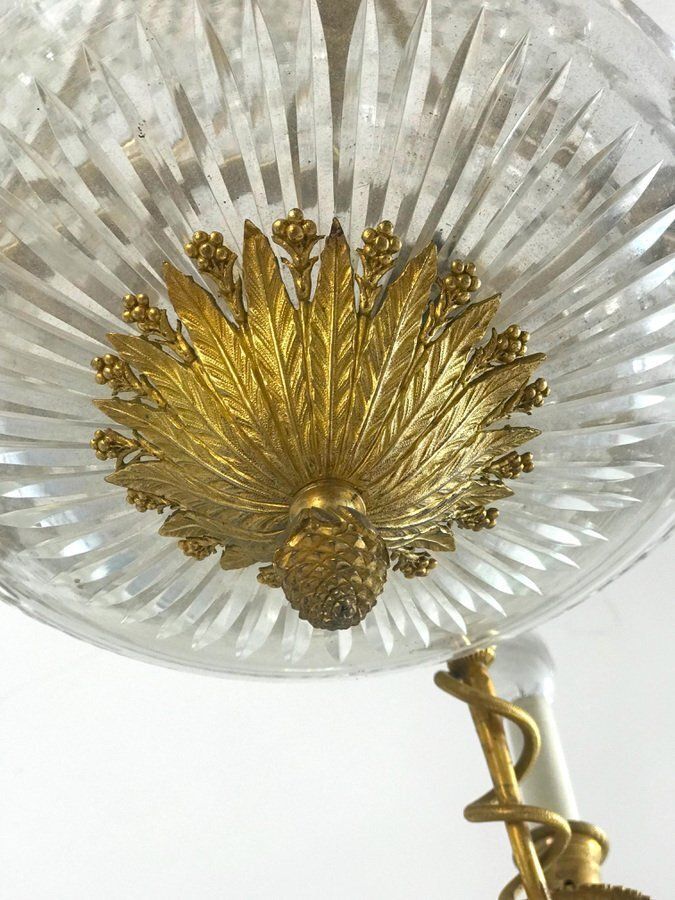 Empire Gilt Bronze And Cut Crystal Chandelier, 1815 photo vintage