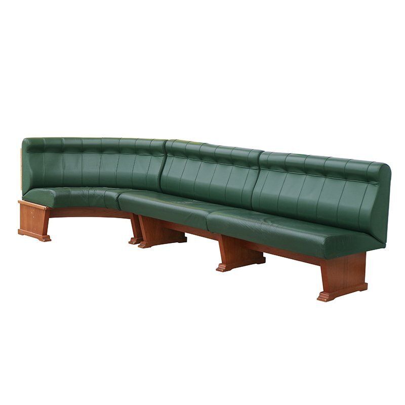 Modular Wall Bench In Green Leather And Wooden Structure, 1970s, Set Of 2