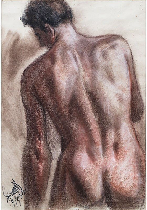 Giacomelli Ferruccio, Figure Of Athlete, 1954, Graphite, Framed