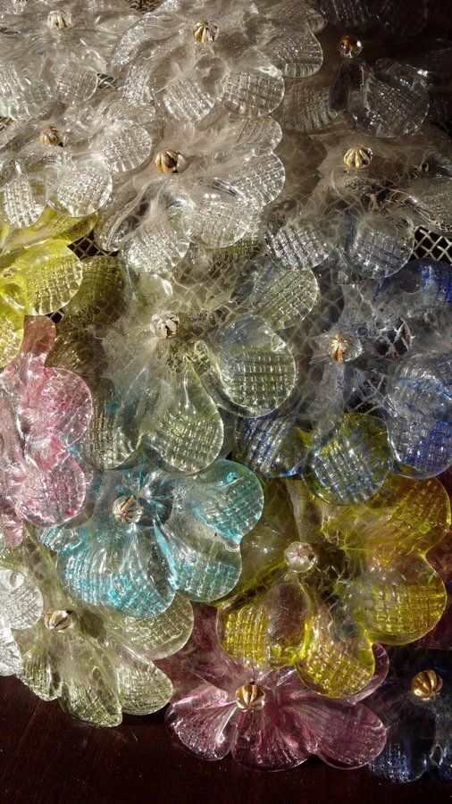 Multi Color Murano Flower Glass Ceiling Light From Barovier & Toso, 1950s photo furniture