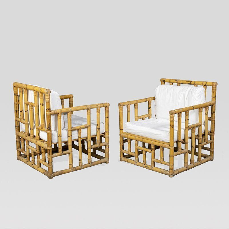 Vintage Chair In Bamboo And Rattan, 1980s