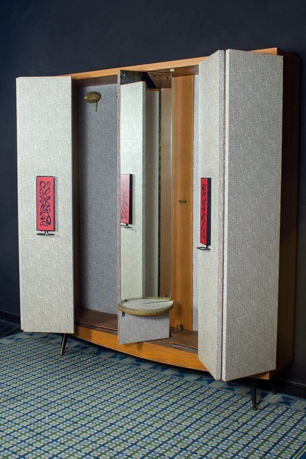 Mid Century Italian Entrance Wardrobe With Mirror By Umberto Mascagni photo for sale