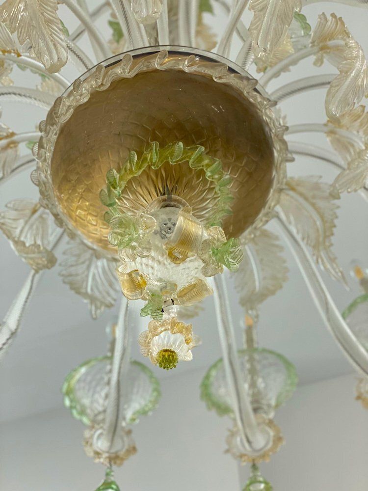 20514.0 Green And Gold Murano Glass Chandelier, 1990s photo