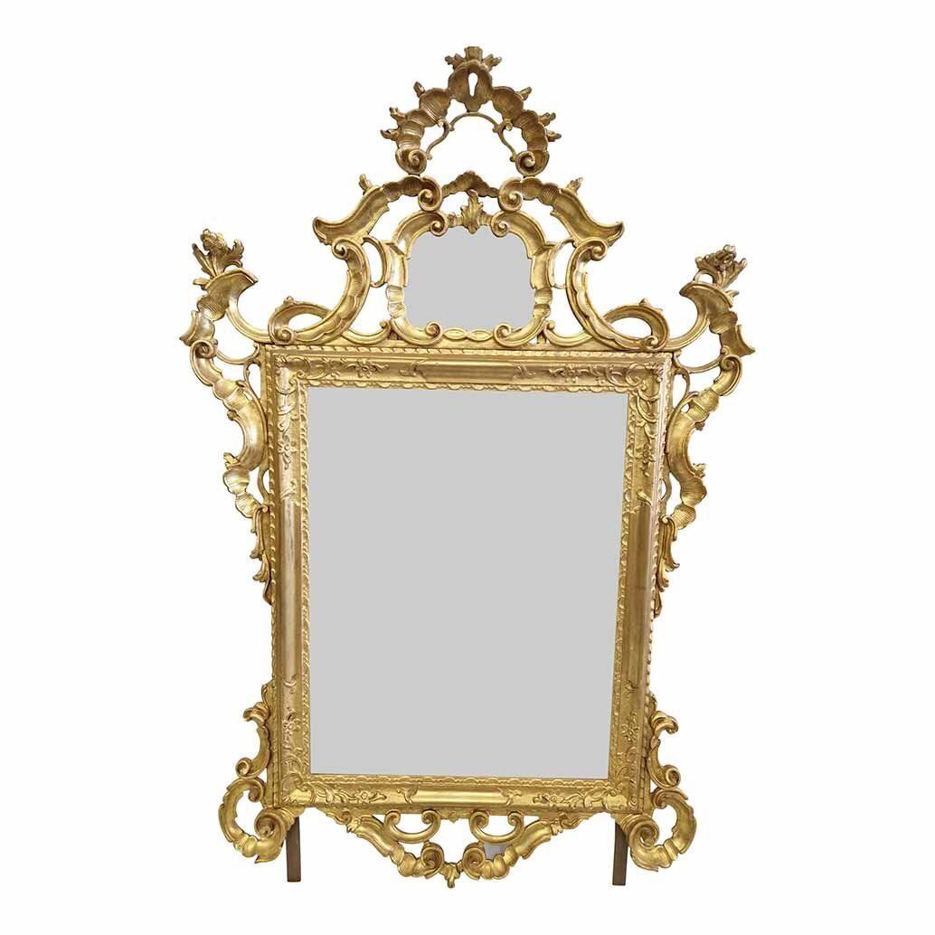 Large Louis XV Mirror In Carved And Gilded Wood, 1940s