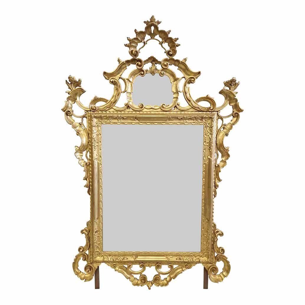 Large Louis XV Mirror In Carved And Gilded Wood, 1940s photo furniture
