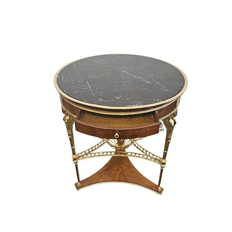 Gueridon In Mahogany And Gilded Bronze, 1960s photo Furniture
