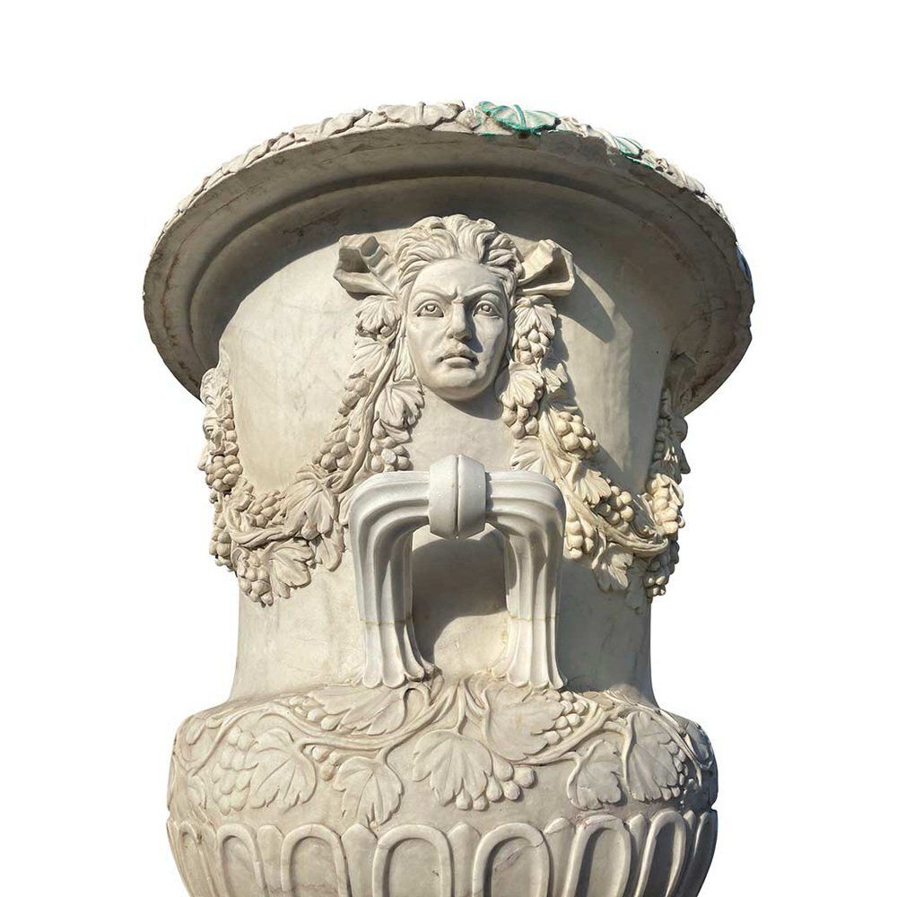 Large White Marble Garden Vases, 1980s, Set Of 2 photo Home Decor