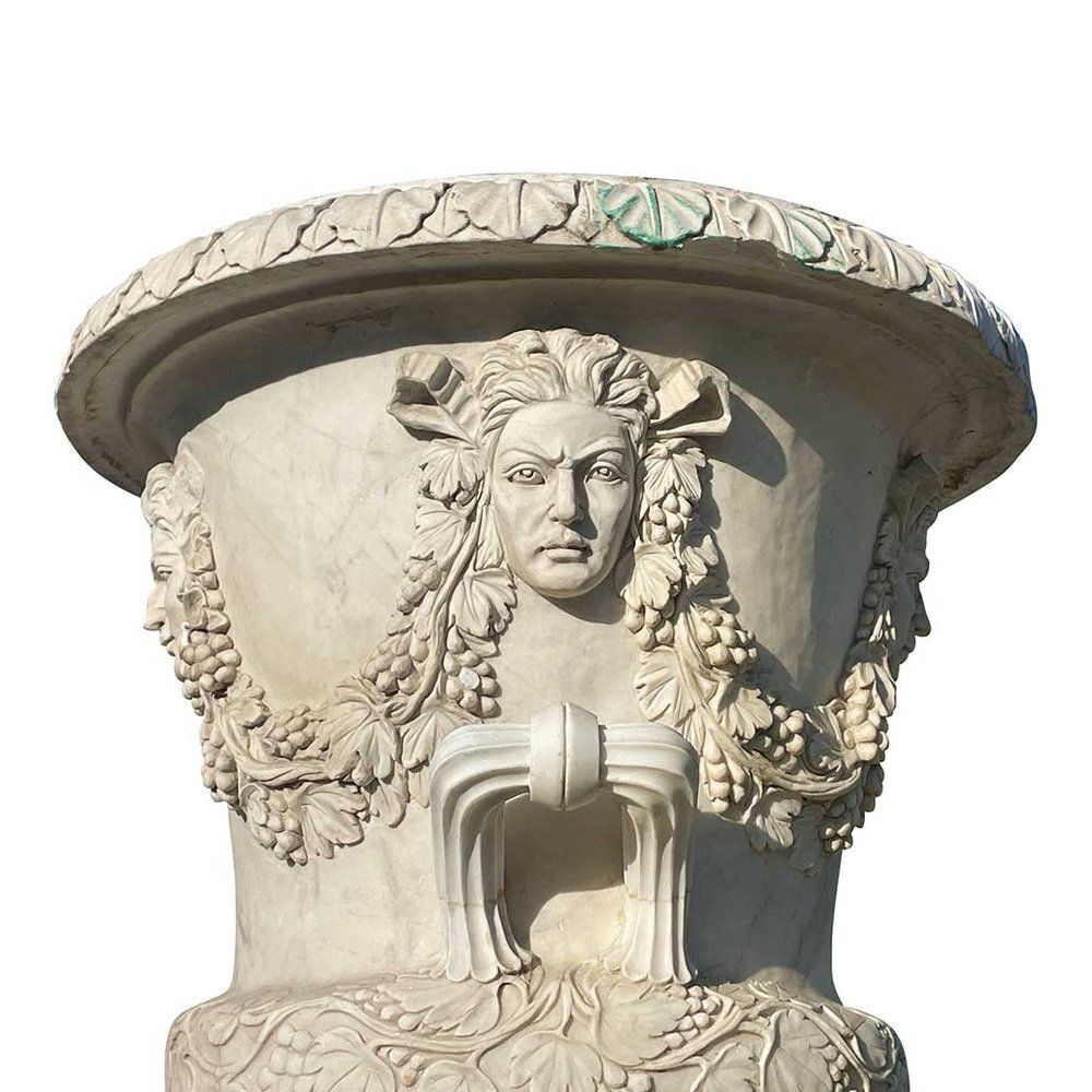 Large White Marble Garden Vases, 1980s, Set Of 2 photo 37723.0