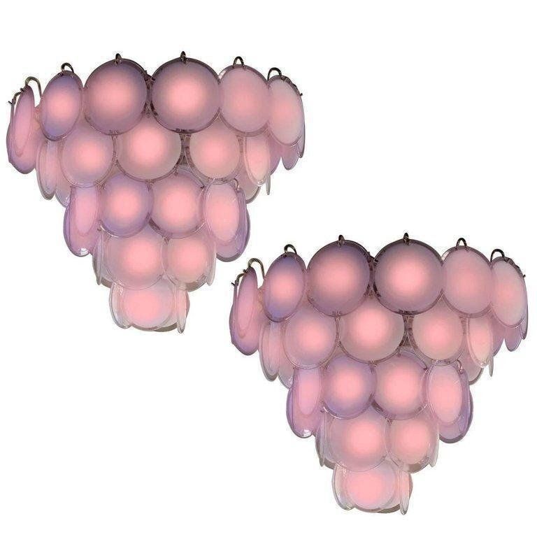 photo furniture Pink Murano Glass Disc Chandelier, Italy, 1970s