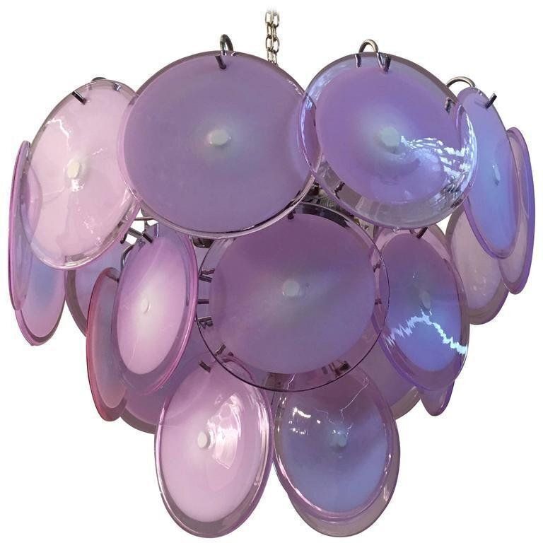 photo vinterior Pink Murano Glass Disc Chandelier, Italy, 1970s