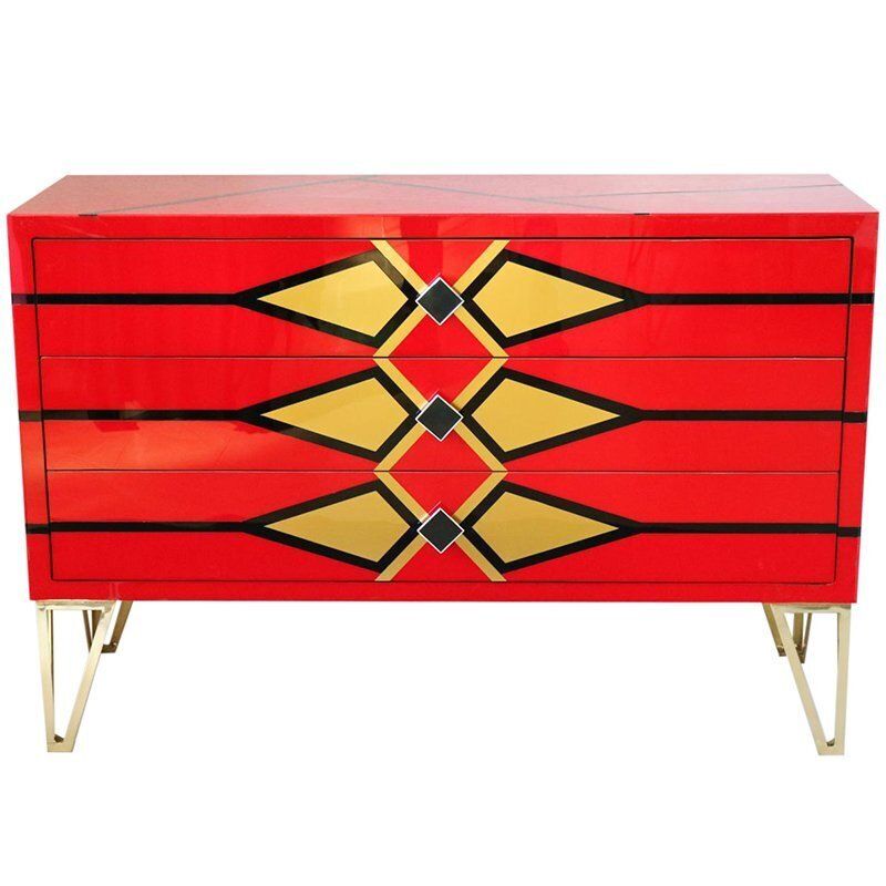 Chest Of Drawers With Geometric Pattern, 1980s