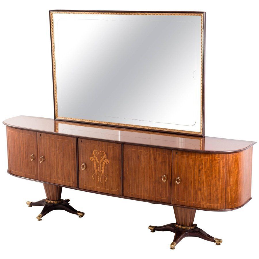 Mid Century Italian Sideboard With Mirror By Paolo Buffa, 1950s