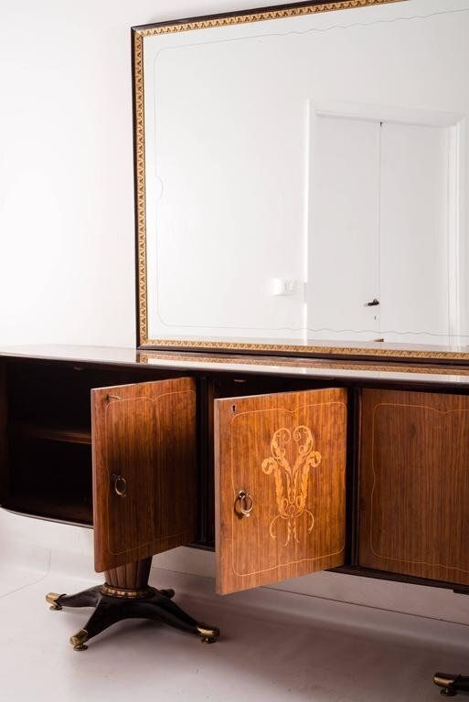 Mid Century Italian Sideboard With Mirror By Paolo Buffa, 1950s photo for sale