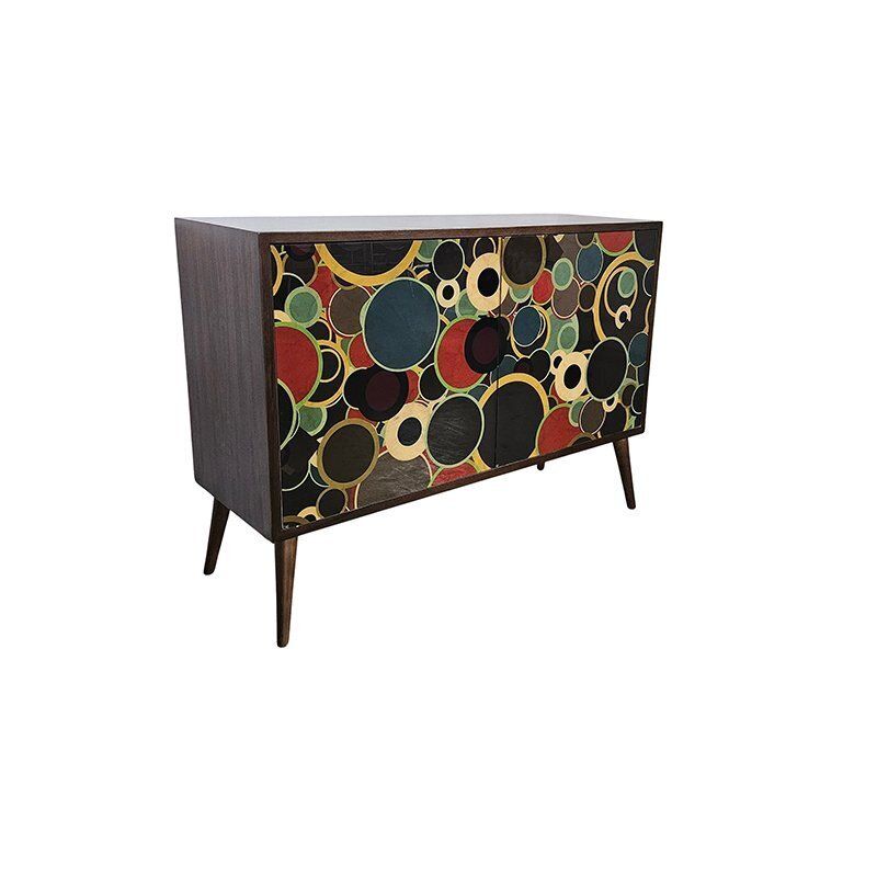 Two Door Sideboard In Wood And Glass, 1980s photo for sale
