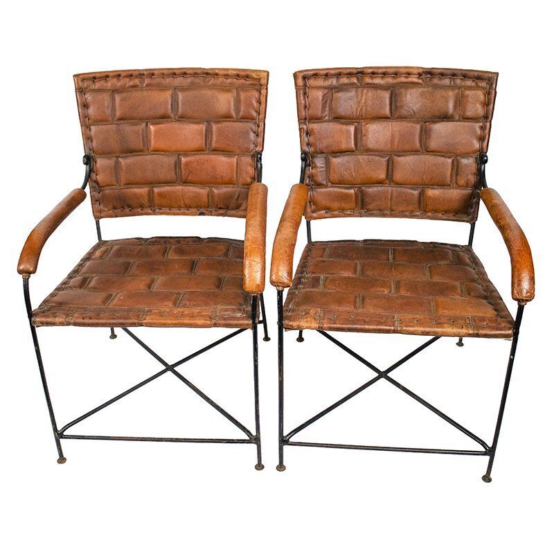 Set Of Hand Crafted Leather Chairs, 1970s