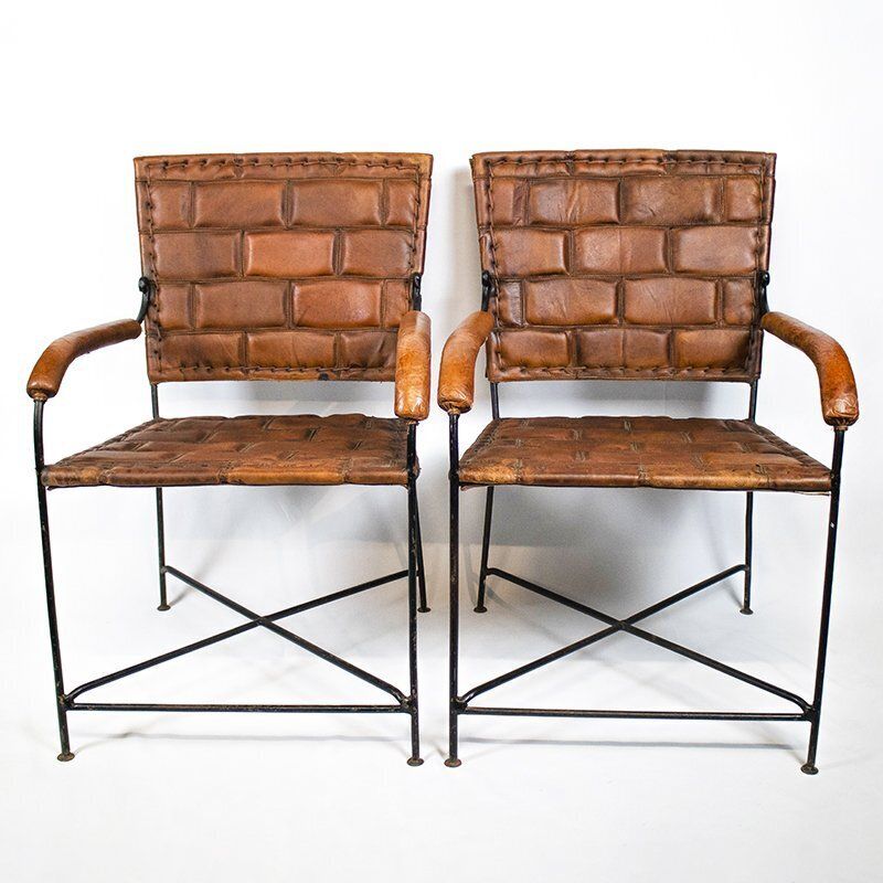 Set Of Hand Crafted Leather Chairs, 1970s photo vintage