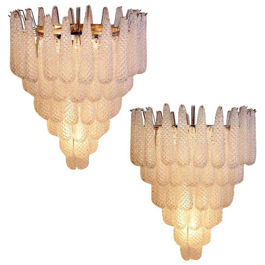 Large Italian Murano Chandeliers, 1970s, Set Of 2
