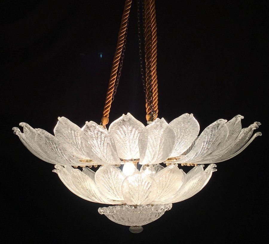 Italian Murano Leave Flush Mount Chandeliers, Set Of 2 photo furniture