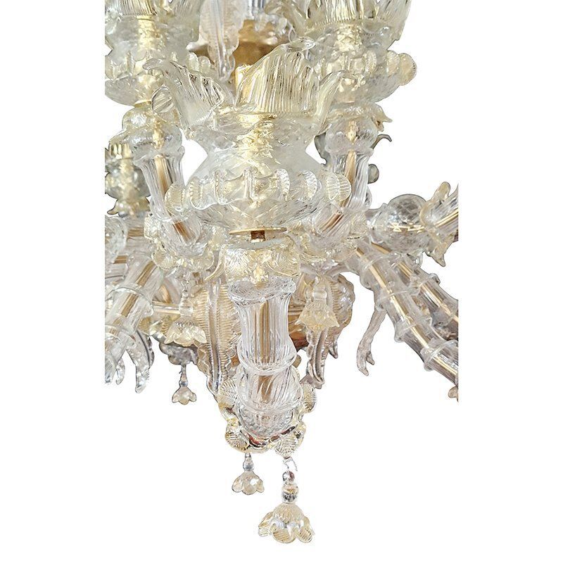 Murano Glass Chandelier In Gold Crystal In The Style Of Rezzonico, 1930s photo buy