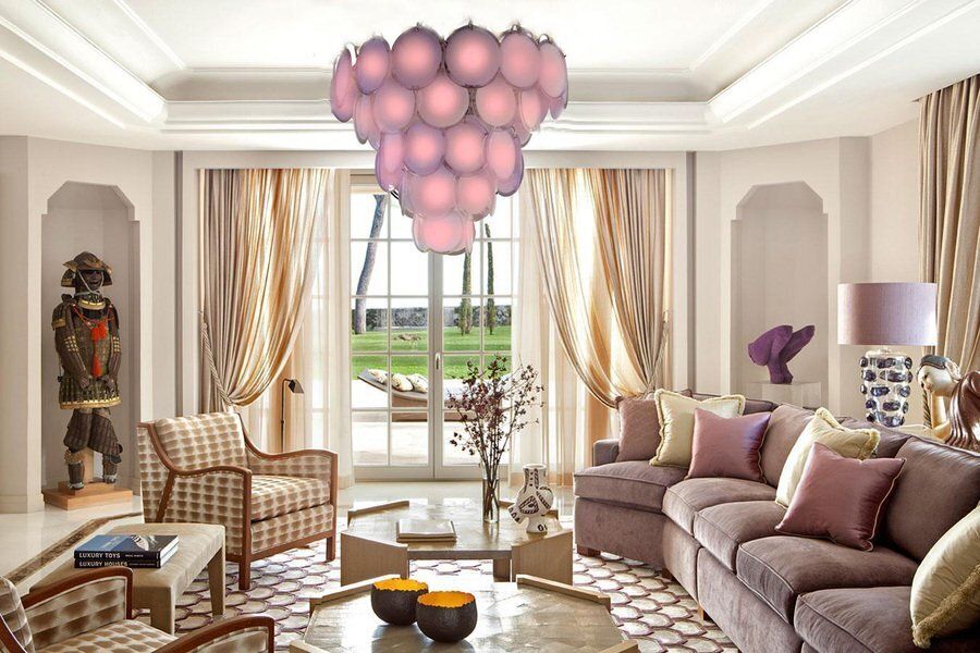 Pink Murano Glass Disc Chandelier, Italy, 1970s photo for sale