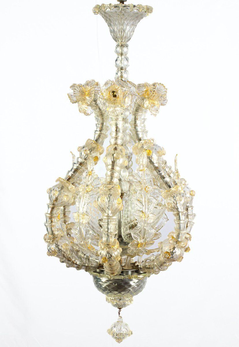 Murano Glass Chandelier Attributed To Barovier & Toso, 1940s photo furniture