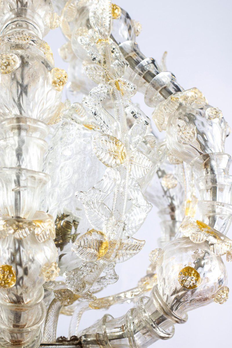 photo for sale Murano Glass Chandelier Attributed To Barovier & Toso, 1940s