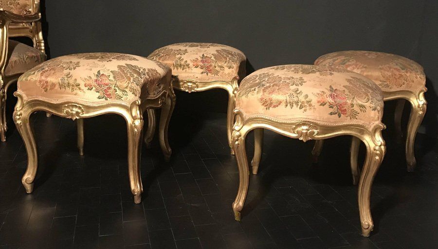 Giltwood Stools, Italy, 19th Century, Set Of 4 photo vinterior