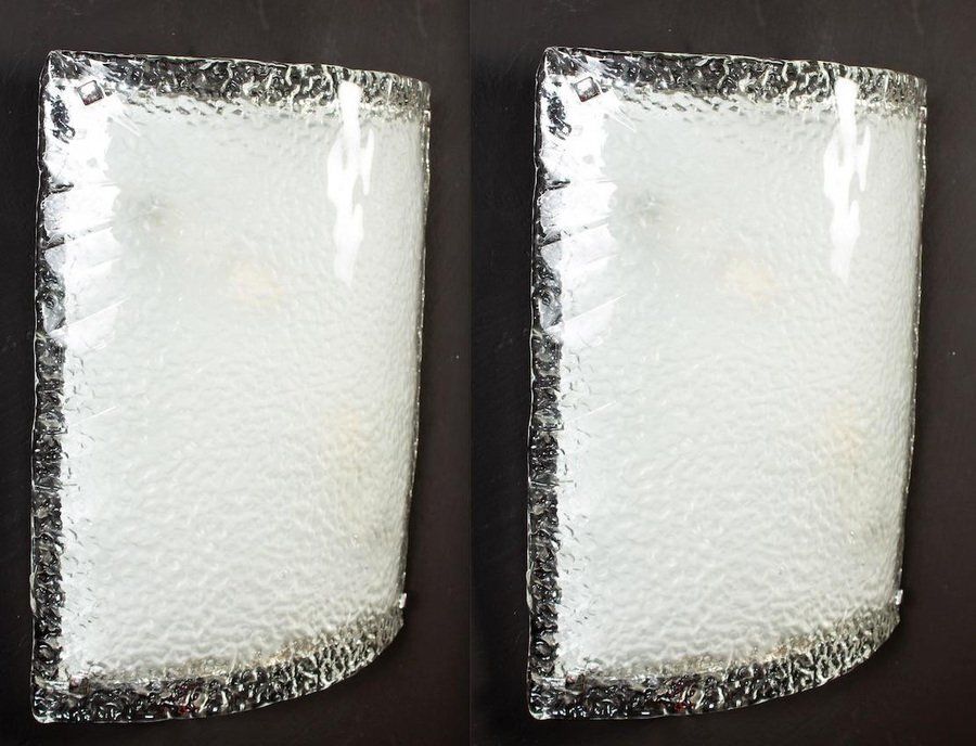 Large Murano Glass Sconces Or Wall Lights From Vistosi, 1970, Set Of 2 photo vinterior