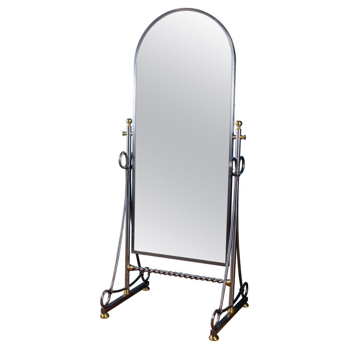 Italian Steel Psyche Mirror By Alberto Orlandi, 1970s
