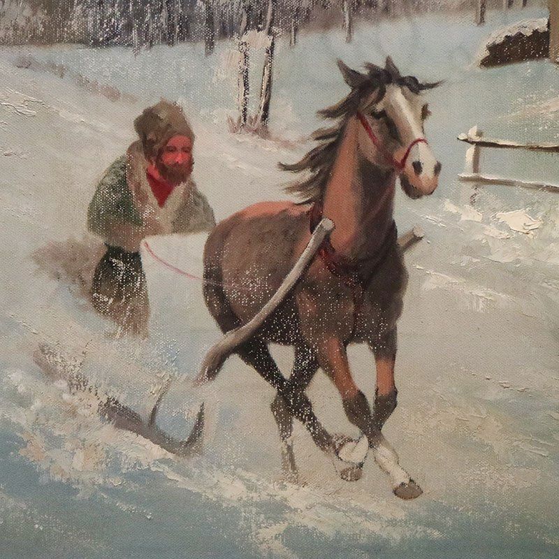 Victor Orlow, Winter In The Steppe, 1950s, Oil On Canvas, Framed photo Art